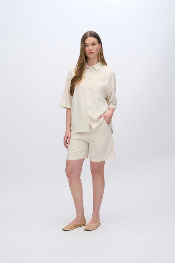 moves Elise short sleeved linen blend shirt 2744 Short Sleeved Shirt 0108 Castle Wall